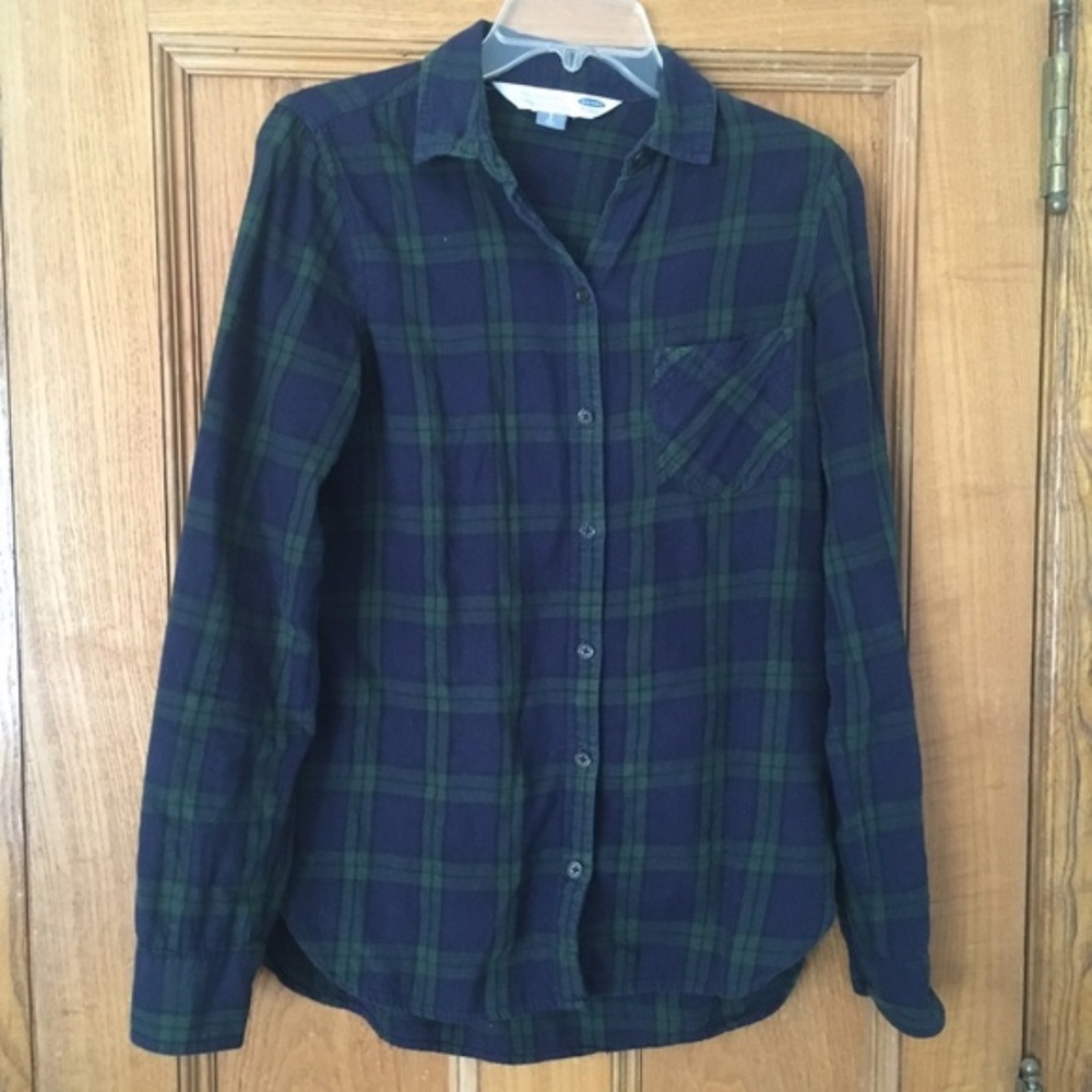 Old Navy Black Watch Plaid Shirt Green/Navy